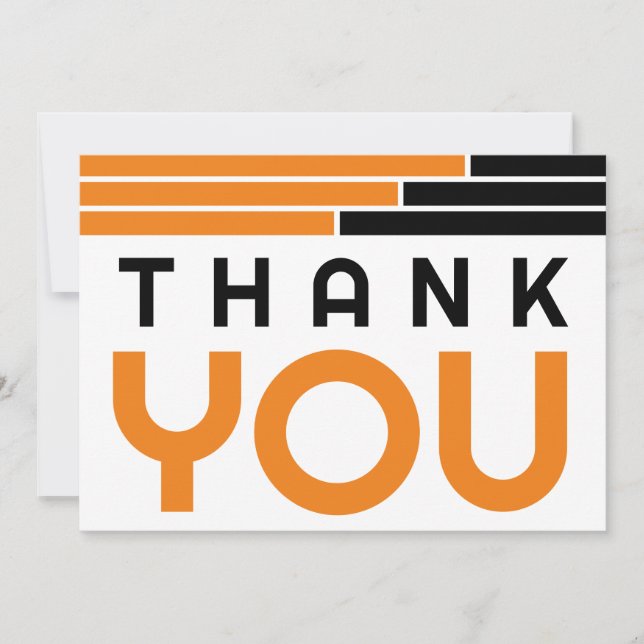 Orange & Black Bars Grad Party Vielen Dank Dankeskarte (Vorderseite)