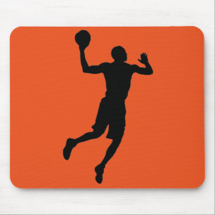Orange Black Basketball Player Silhouette Mousepad