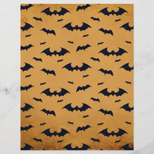 Orange & Black Bats Halloween Scrapbook Paper (Vorderseite)