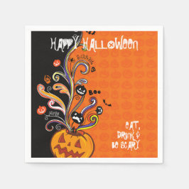 Orange Black Beängstigend Pumpkin Halloween-Party Serviette