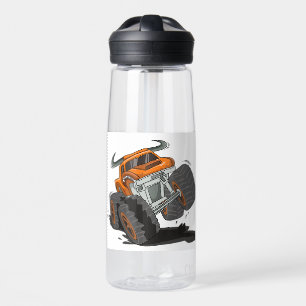 Orange Black Boys' Monster Truck Name Personalisie Trinkflasche
