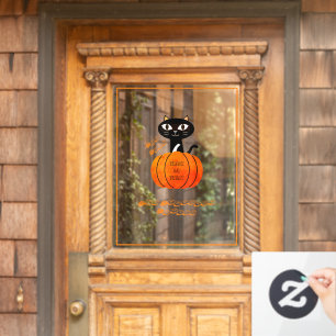 Orange Black Cat Pumpkin Trick oder Treat Hallowee Fensteraufkleber