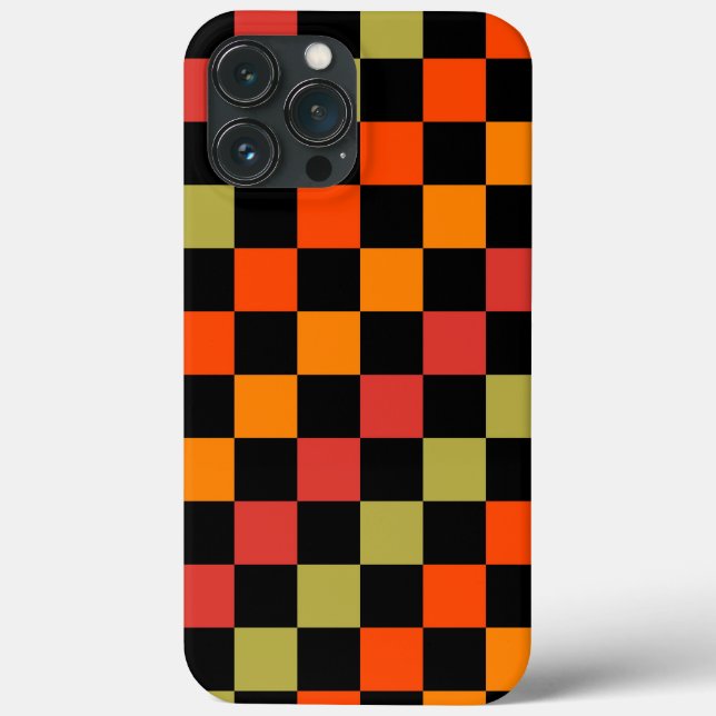 Orange Black Checkered Gingham Pattern Case-Mate iPhone Hülle (Rückseite)