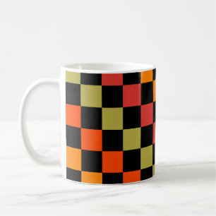 Orange Black Checkered Gingham Pattern Kaffeetasse