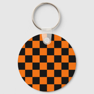 Orange Black Checkered Karo Pattern Schlüsselanhänger