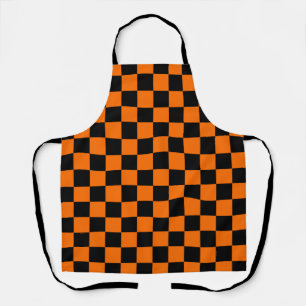 Orange Black Checkered Karo Pattern Schürze