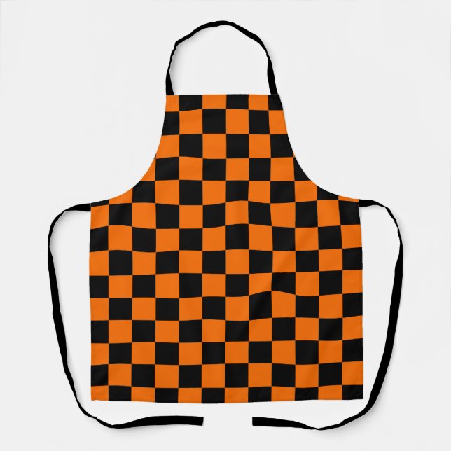 Orange Black Checkered Karo Pattern Schürze (Vorderseite)