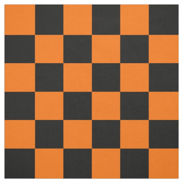 Orange Black Checkered Karo Pattern Stoff (Muster)