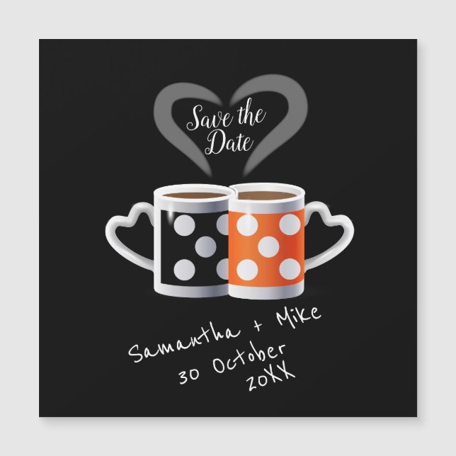 Orange + Black Coffee Color Design Save the Date Magnetkarte (Vorderseite)