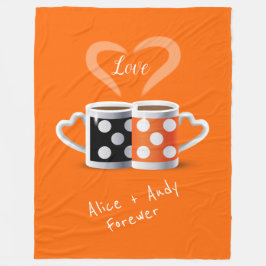 Orange + Black Coffee Color Trenddesign POP ART Fleecedecke