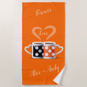 Orange + Black Coffee Color Trenddesign POP ART Strandtuch