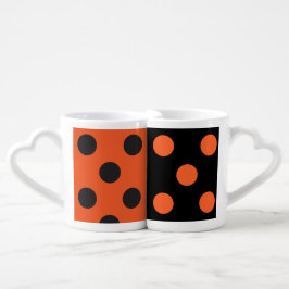 Orange + Black Coffee Cups polka dot trendy design Liebestassen