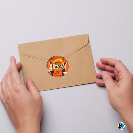 Orange & Black Creative Halloween Runder Aufkleber