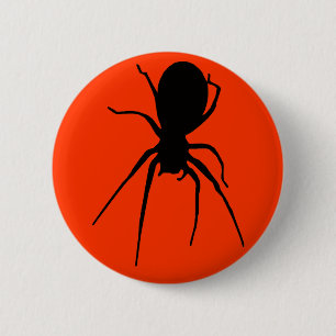 Orange Black Creepy Spider Button