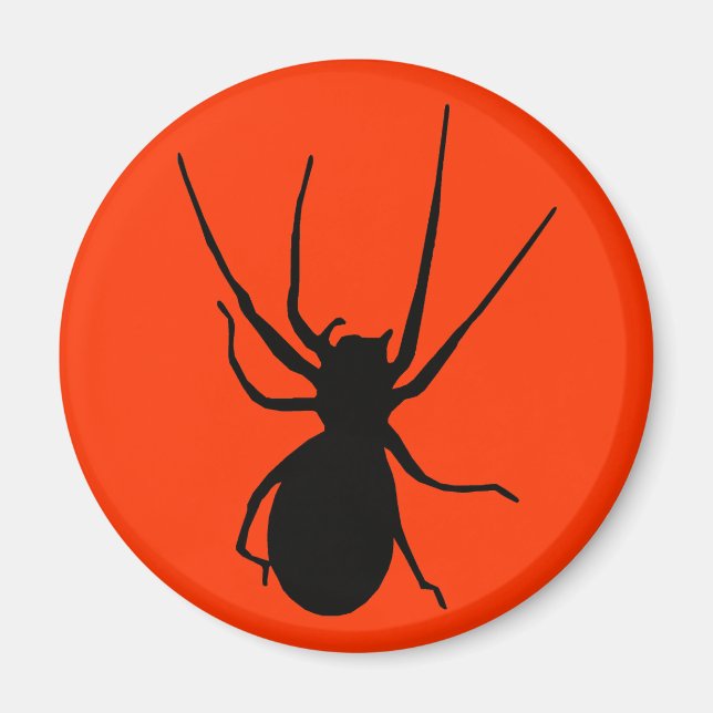 Orange Black Creepy Spider Magnet (Vorne)