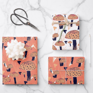 Orange Black Fly Agarial Pilz Fungi Fall Geschenkpapier Set