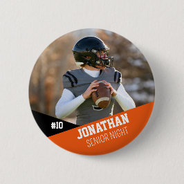 Orange Black Football Button Senior Night Team Kid