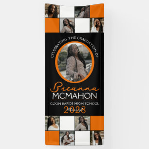 Orange & Black Foto Collage Abschluss Vinyl Banner