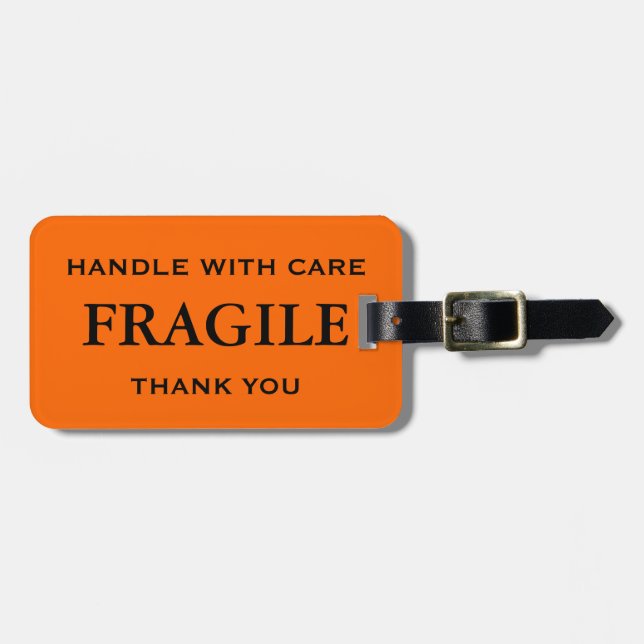 Orange Black Fragile Handle mit Sorgfalt Vielen Da Gepäckanhänger (Vorderseite horizontal)