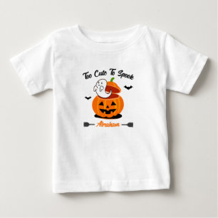 Orange Black Funny Halloween Pumpkin Ghost Baby T-shirt