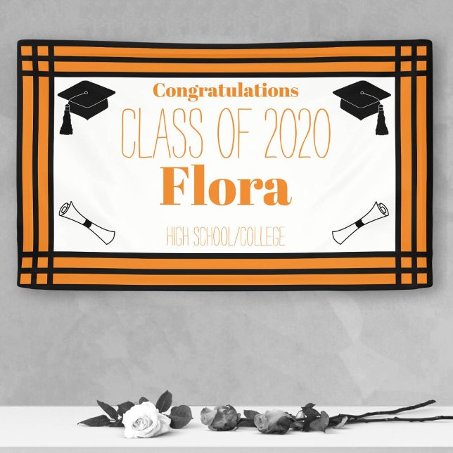 Orange Black Geometric Graduation Party Banner (Von Creator hochgeladen)