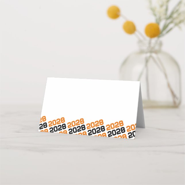 Orange Black Grad Class Jahr Faltenfutter oder Platzkarte (Vorderseite)