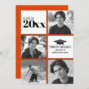 Orange & Black Grad Einladung, Matte 7" x 5" Einladung