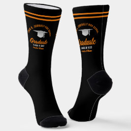 Orange Black Graduate Personalisierter Abschluss Socken