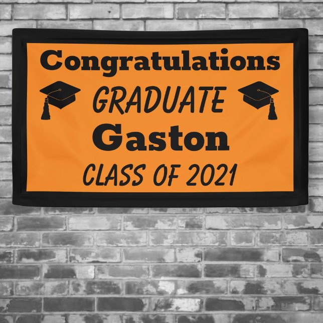 Orange Black gratuliert Graduate Abschluss Banner (Von Creator hochgeladen)