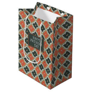 Orange, Black Gray Diamond Pattern Vatertag Mittlere Geschenktüte