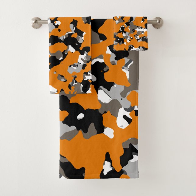 Orange Black Gray Tan Camouflage Camouflage drucke Badhandtuch Set (Insitu)