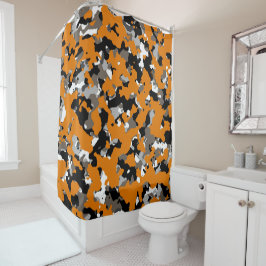 Orange Black Gray Tan Camouflage Camouflage drucke Duschvorhang