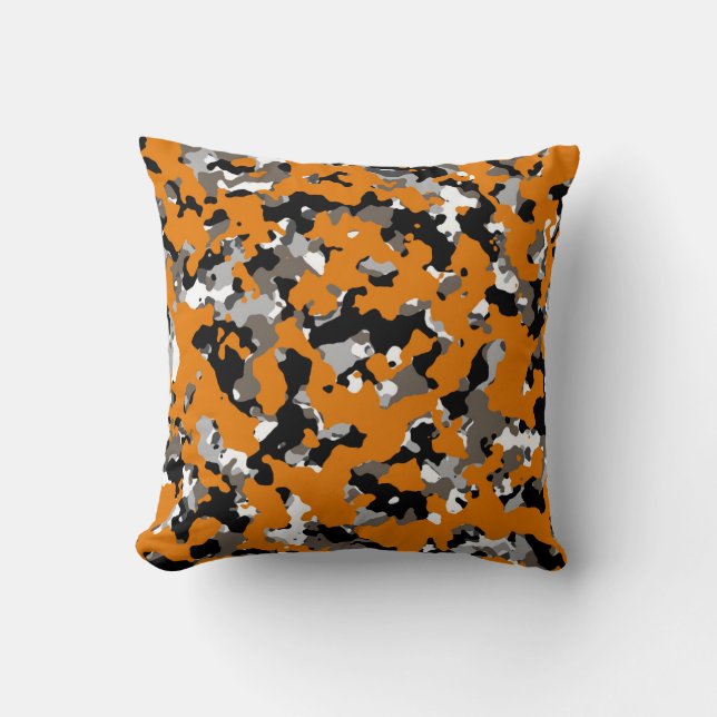 Orange Black Gray Tan Camouflage Camouflage drucke Kissen (Vorderseite)
