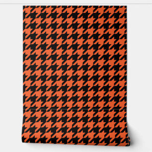 Orange Black Hahnentrittmuster Karo Tapete