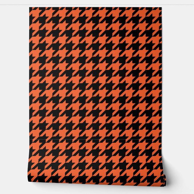 Orange Black Hahnentrittmuster Karo Tapete (Abrollen)