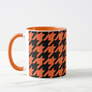 Orange Black Hahnentrittmuster Karo Tasse