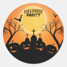 Orange Black Halloween-Party Pumpkin Graveyard