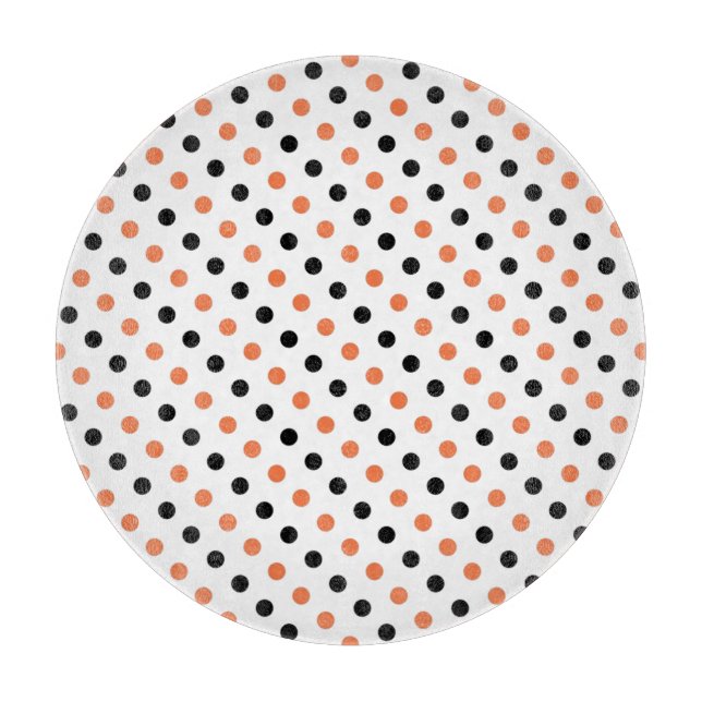 Orange & Black Halloween Polka Dot Cutting Board Schneidebrett (Vorderseite)