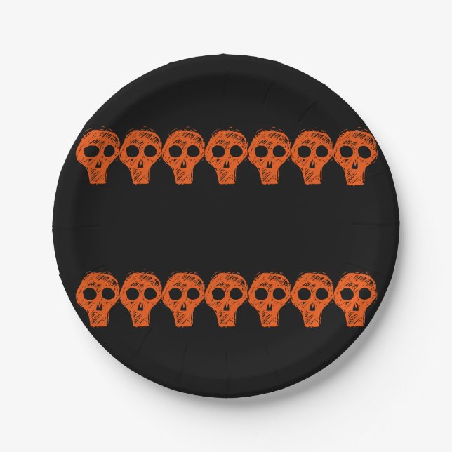 Orange Black Halloween Skulls 4Luke Pappteller (Vorderseite)