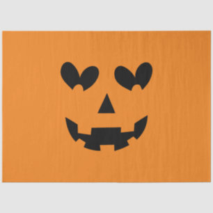 Orange & Black Happy Heart Pumpkin Halloween Seidenpapier