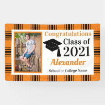 Orange Black Kariert School Colors Abschluss