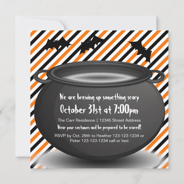 Orange/Black Kettle - Halloween-Party Einladung (Vorderseite)