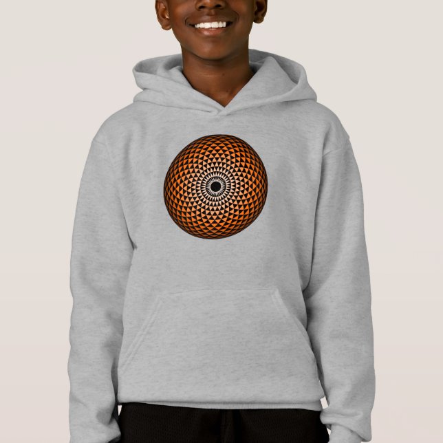 Orange Black Mandala Geometric Oriental Hoodie (Vorderseite)