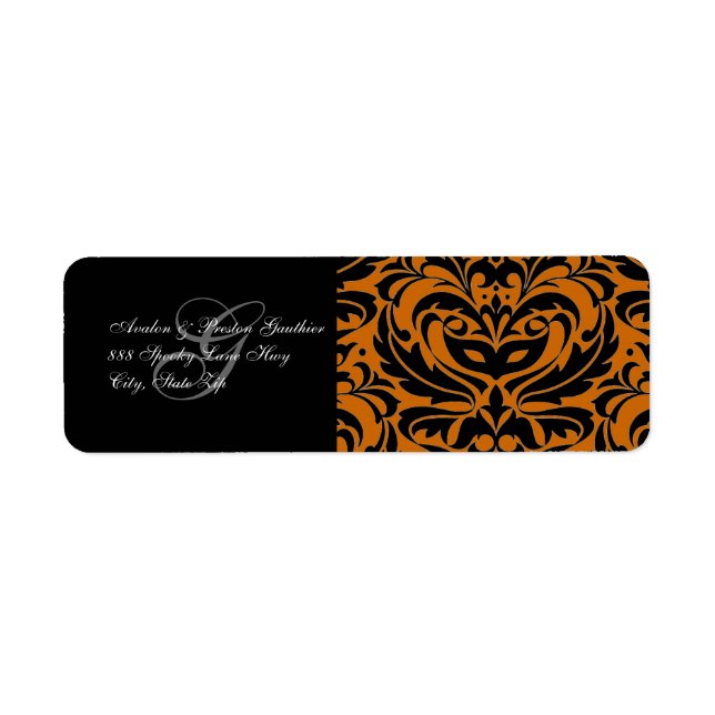 Orange Black Masquerade Halloween Address Labels (Vorne)
