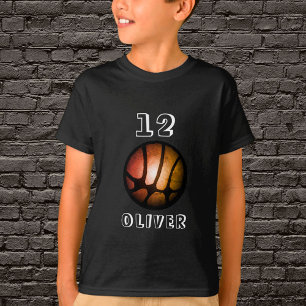Orange Black Metallic Basketball Ball Boy T - Shir T-Shirt