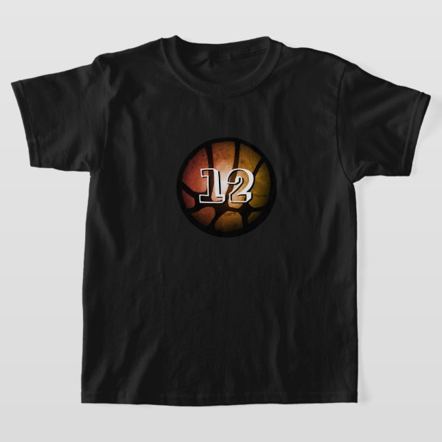 Orange Black Metallic Basketball Ball Number T-Shirt (Ablage )