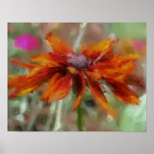 Orange Black Mit Augen Susan Blume Art Poster
