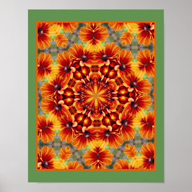 Orange Black Mit Augen Susan Daisy Abstrakt Poster (Vorne)