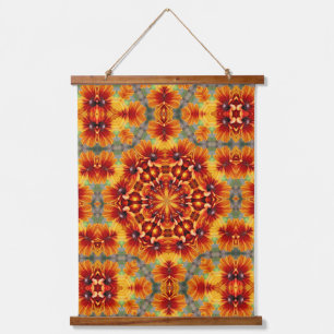 Orange Black Mit Augen Susan Daisy Abstrakt Wandteppich Mit Holzrahmen