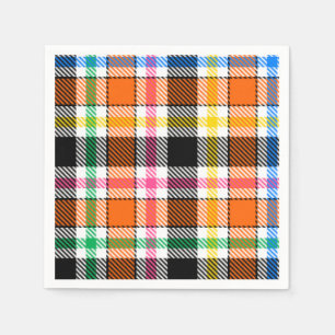 Orange Black Multicolor Flannel Kariert Tartan Serviette